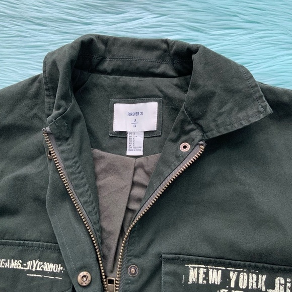 Forever 21 Long Olive Green Heavyweight Shirt - Picture 7 of 7